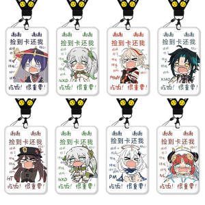 Genshin Impact Traveling Stranger Campus Bus Card Holder Lanyard Student Work ID Card Case School Badge Keychain Strap