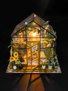 Emerie Yara DIY Miniature Dollhouse Kit - Sunshine Flower House - w/ LED Lights and Dust Cover - Hobby | Craft | Gifts