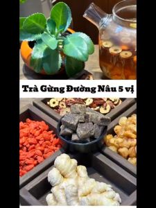 TRÀ GỪNG TÁO ĐỎ ĐƯỜNG NÂU 5 VỊ LÀM ẤM BỤNG ẤM CỔ HỌNG GIẢI CẢM GIẢM ĐAU BỤNG