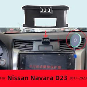 Magnetic Base Car Phone Holder For Nissan Navara D23 NP300 2017-2023 Wireless Charging Special Fixed Bracket Cars Accessories