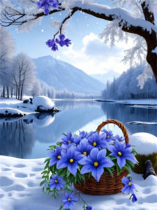 Huacan Diamond Painting Flower Full Round Square Diamond Mosaic Winter Landscape Home Living Room Art Craft