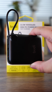BUDI 10000 mAH PD 22.5W Compact Mini Power Bank Built-in Cable