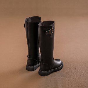 Girls High-Tube Boots Autumn Winter Soft Bottom Childrens Leather Boots British Style Martin Boots Princess Long Boots