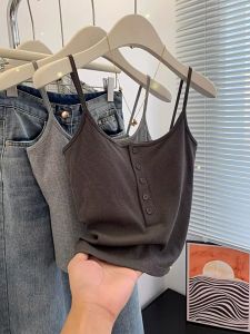 เสื้อกล้ามผู้หญิง สายเดี่ยว แขนกุด มีกระดุม เซ็กซี่ สไตล์เกาหลี