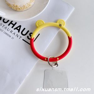 Cute Cartoon Silicone Phone Strap Clip Universal Large round Ring Wristband for All Mobile Phone Cases Anti-Fall Couples Bracelets