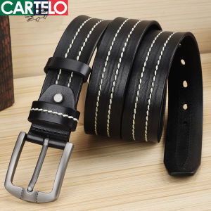 CARTELO | Gentlemen Youth Leather Belt Pin Buckle Genuine Cattle Hide