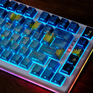 Hi Yuan Chuan Rhone Valley Night Mechanical Keyboard PBT Keycaps Five-Sided Heat Sublimation Side Carving Computer Peripherals