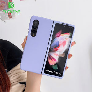 FLOVEME INS Korean Candy Color Phone Case For Samsung Galaxy Z Fold 3 Fold 4 5G Liquid Silicone Simple Solid Shockproof Back Cover For Galaxy Z Fold 3 Fold 4