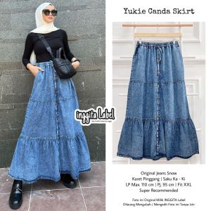 Rok Wanita Terbaru Rok Jeans Rempel Jumbo Model Susun Lazo Skirt Rok Pinggang Full Karet