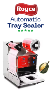 Fully Automatic Durian Tray Sealer Roll Film Top Seal Plastic Lunch Box Food Tray Sealing Machine