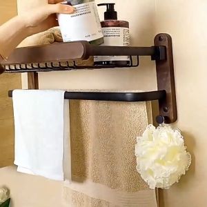 Sincecu Nordic-Style Wood Shelf – Solid Walnut Look Moisture-Resistant Finish | Ideal for Humid Filipino Bathrooms