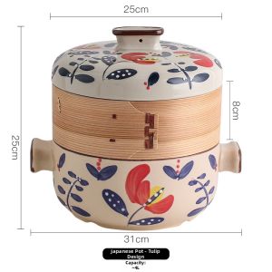Multifunctional Ceramic Bamboo Steamer Pot