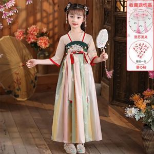 FORHER FORHIM Hanfu Đầm Mùa Hè Cho Trẻ Em Đầm Cổ Tích Nữ Trang Phục Váy Dài Phong Cách Trung Quốc Cổ Xưa Đầm Bé Gái Đồ Vải Voan Trẻ Em FH2391