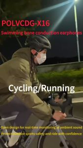 Polvcdg-X16 IPX8 Waterproof Bone Conduction Swimming Headset Liquid Silicone 32G Memory Bluetooth 5.4 Sports Headset with Microphone