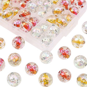 4-10ชิ้น 16มม. ลูกปัดทรงกลมลายดาวฟอยล์สีทองสำหรับสร้อยข้อมือ สร้อยคอเครื่องประดับทำเครื่องประดับต่างหู