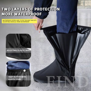 FIND Rain Boots Shoe Cover For Women Men Non-slip Waterproof Thickened For Motorcycle High Cut Heavy Duty