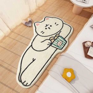 พรมเช็ดเท้า พรมกันลื่น พรมพิมพ์ลายสัตว์ สีขาวมินิมอล สําหรับห้องนอนห้องนั่งเล่น ขนาด XLN731