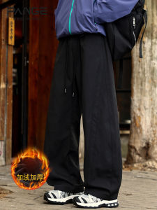 Outdoor Waterproof Sports Casual Pants Mens Winter Fleece Thickened American Loose Match All Knife Straight Mens Pants