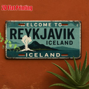 CIFbuy | Reykjavik Iceland Kim Loại Ký Hiệu 2D In Hình Phẳng Nhôm Nghệ Thuật Treo Tường Bắc Âu Trang Trí Nhà Du Lịch Ngoài Trời Quà Lưu Niệm