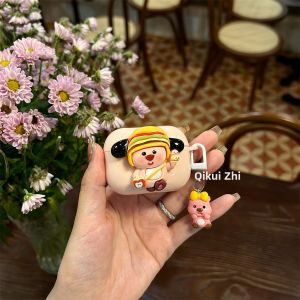 Cute Protective Bluetooth Case for Green Union T6 Earphones Keychain Holder Anti-fall Soft Shell HiTune T6S Pink Lovely 3D Patch