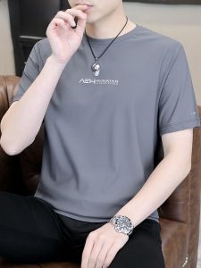 HENGYUANXIANG | Hengyuanxiang Summer Mens Short Sleeve T-Shirt Round Neck Ice Silk Quick Dry Fashionable Half Sleeve Top Youth Casual Print