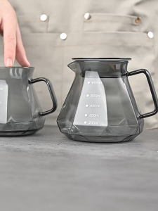 เหยือกดริปกาแฟ เหยือกเสิร์ฟกาแฟดริป เพชรดำใส พร้อมฝาปิด Coffee Server Diamond ขนาด 400ml/600ml
