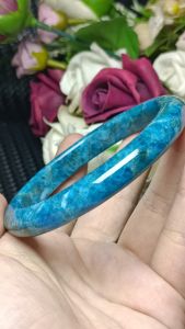 (Certificate) High Grade Blue Apatite Gemstone Crystal Bangle 63mm+ (附证书) 高货纯天然猫眼蓝磷灰水晶手镯 63mm+ 打灯都是星光闪闪的 超好看
