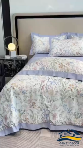 Bộ chăn ga gối lụa 4 món hàng nhập cao cấp Genji Decor