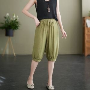 QIAOXIZI | Cotton Linen High Waist Bell Bottom Pants