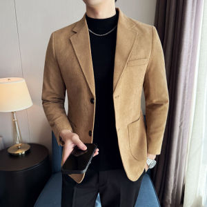 Áo Blazer Nam Vải Corduroy Cao Cấp Thời Trang Phong Cách Smart Casual Đơn Hàng Nút Tay Dài Đa Năng Dùng Được Cho Mua Sắm Du Lịch Mùa Thu