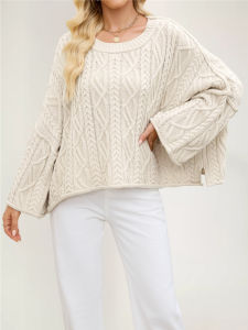 Autumn Winter Womens Knitted Pullover Loose Long Sleeve Top Basic Elegant Twist Ladies Fashion Sweaters Casual Female Clothing