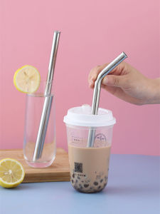 Portable Reusable Thick Metal Straw Anti-Scratch Pearl Milk Tea 316 Stainless Steel Straws Environmentally Friendly Kitchen Utensils