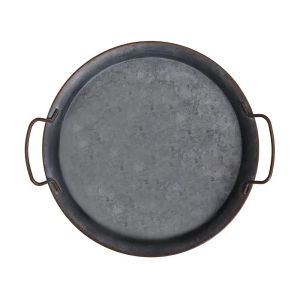 High Quality Metal Bread Tray with Handle Old Iron Home Decor Tableware Plate with Handle Round Tray for Food & Home Photo Prop