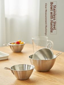 Multifunctional Stainless Steel Mixing Bowl with Scale and Handle