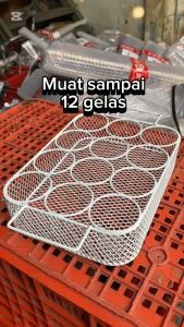 Rak / Tempat Gelas Air Mineral 12 Lubang / Pegangan Air Nampan Aqua