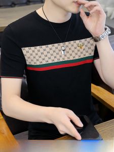 เสื้อยืดผู้ชายแขนสั้นผ้าไหมน้ำแข็งถักคอตตอนทรงหลวมพิมพ์ลายสัตว์ฤดูร้อน 2025 เสื้อแขนกุดทรงเข้ารูปคอตตอนเนื้อบาง