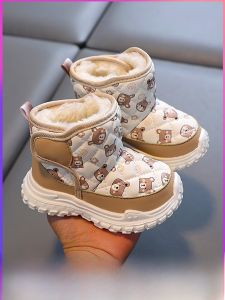 Thickened Fleece Winter Snow Boots Childrens Shoes Anti-Cold Cotton Shoes Boys Girls Waterproof Cotton Boots Mid-Calf Casual Style