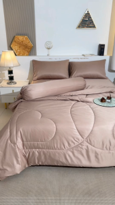 #CMKS Thread Count Washed Ice Silk Comforter Set Fitted Bedsheet 5in1 Size Queen King and Super single