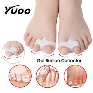 YUOO 2pcs Two Holes Toe Separator Hallux Valgus Corrector Foot Pain Relief Cushion Thumb Overlap Orthosis Frame Orthopedic Pedicura