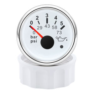RYSJM | 52mm Oil Pressure Gauge With Alarm Car 0~10 Bar 0-145 PSI Oil Press Meter 12V for Truck Boat Car White Red Light