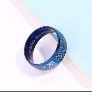 Cincin Biru Titanium Tauhid Anti Karat / Cincin Tauhid Islam / Cincin Titanium Tauhid ORi Ada Tulisan Didalamnya / Cincin Tulisan Arab