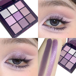 Eyeshadow palette nine shades of smoky matte pearlescent fine dark purple glitter affordable makeup