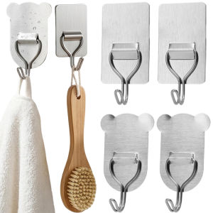 10pcs Self-Adhesive Towel Hooks / Heavy Duty Stainless Steel Wall Hanger / Thickened Waterproof Storage Rack