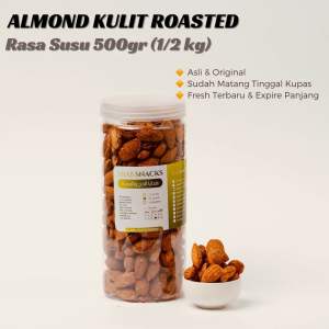 KACANG ALMOND CANGKANG SUSU 500gr Panggang Almon Kulit 500 gram Roasted in Shell Milk Flavour Matang