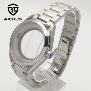 RICHUS NH35 Case 41mm Silver Watch Case Sapphire Glass Fit NH34 NH35 NH36 ETA2836 Miyota8215-DG Movement