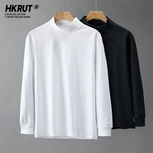 HKRUT | Autumn Long Sleeve Pure Cotton High Collar Loose T-Shirts Men