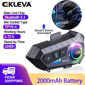 EKLEVA Y10 Motorcycle Helmet Headset Bluetooth 5.3 Voice Contro Motorcycle Wireless Hands-on Talking Headset Waterproof