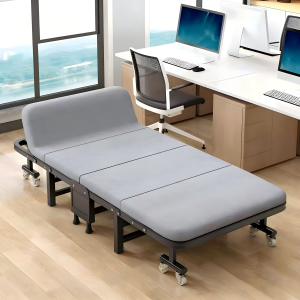 CONOCO Mall Folding Bed Heavy Duty With Foam Foldable Bed Grey/Stripe White Single Foldable Bed Office Bed