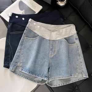 Summer Maternity Short Jeans Wide Leg Low Waist