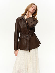 DUSHU | Deep Roasted American Waist-Cinching Slim Fit Jacket